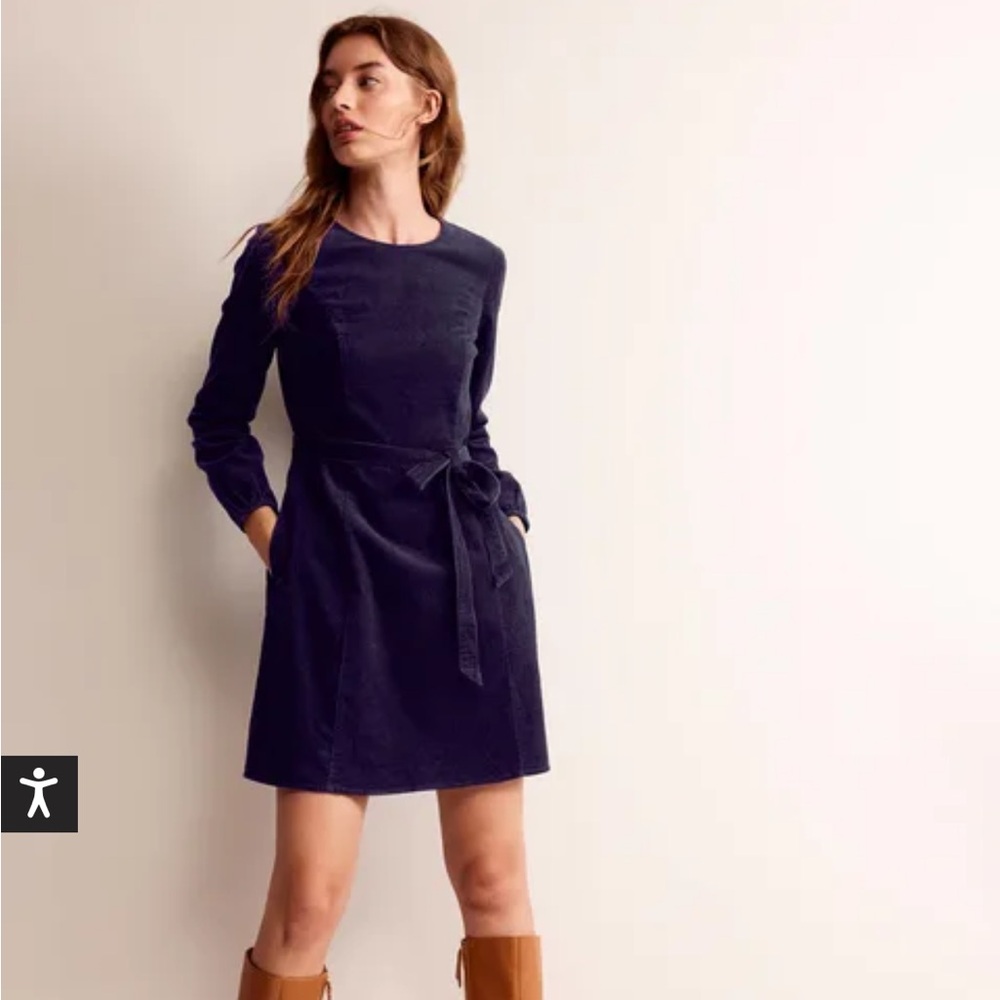 Boden Harriet Navy Cord Dress. Size 10R. NWT